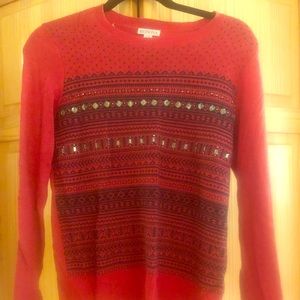Adorable holiday sweater with jewels!